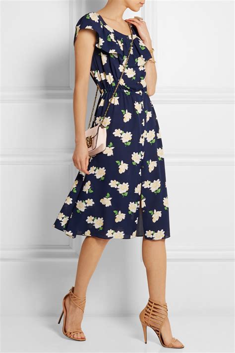 michael kors collectionfloral blue dress|Michael Kors silk dresses.